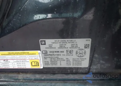 2015 GMC Acadia Sle-2 from USA, damaged, VIN 1GKKVPKD7FJ172813